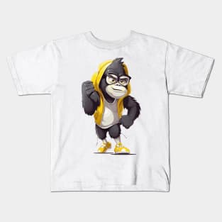 Cartoon monkey in a sweatshirt, ready for action ! Kids T-Shirt